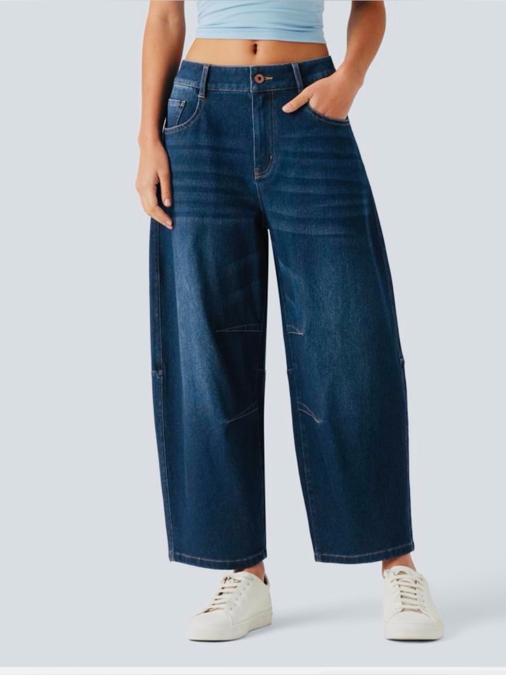 Halara Flex™ Mid Rise Barrel Leg Casual Jeans Pageant Blue Size Large NWT